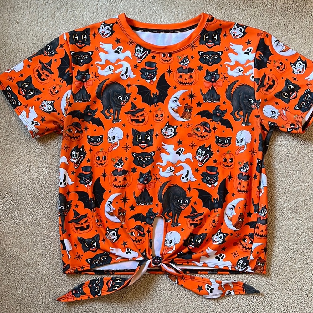 TRICK OR TREAT PUMPKIN TIE FRONT TEE